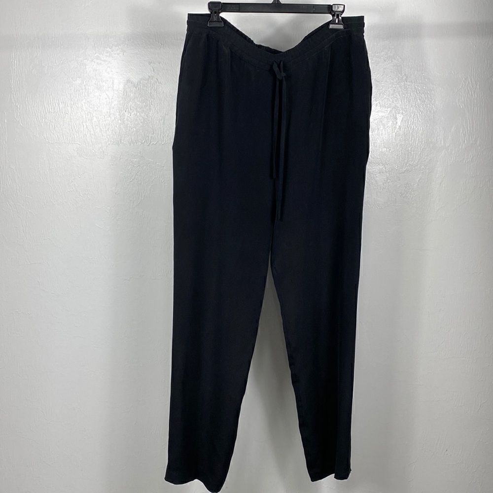 Laura Leigh Ltd Silk Black High Rise Straight Leg Pants Size M